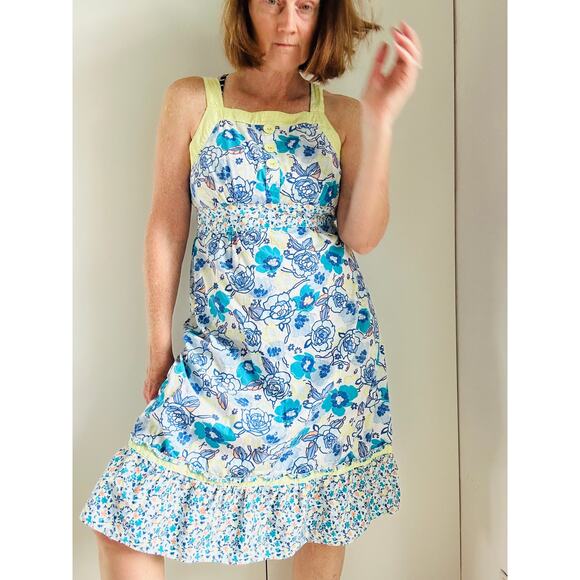 Hannah Andersson Womens Sundress Cottagecore Blue yellow Floral Print Runs Small - Picture 10 of 10